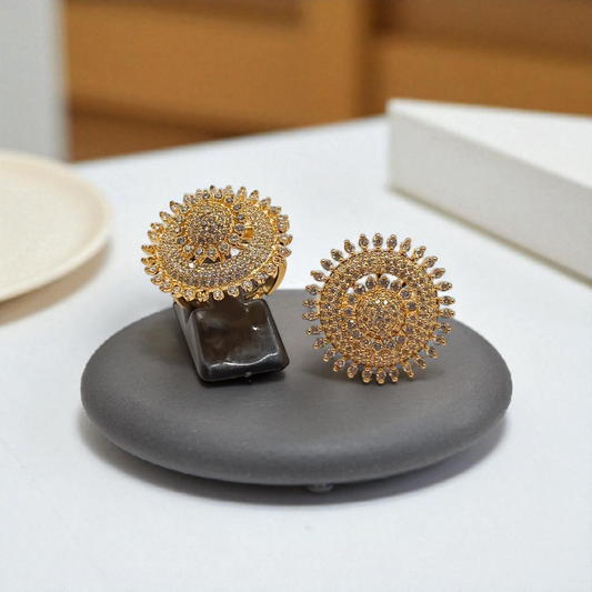 Golden Sunburst Statement Ring