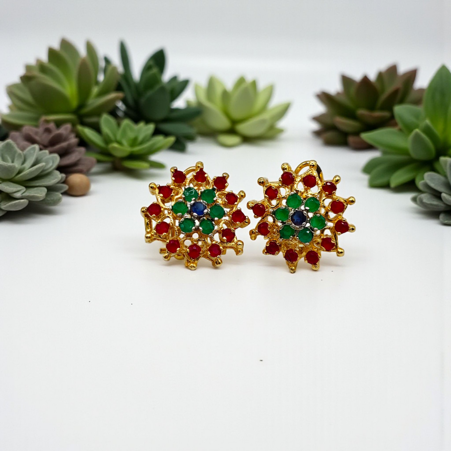 Gold Bloom Sparkle Earrings