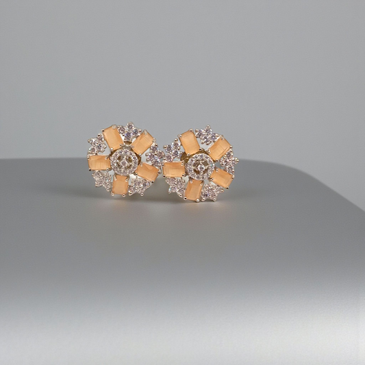Elegant Champagne Petal Stud Earrings
