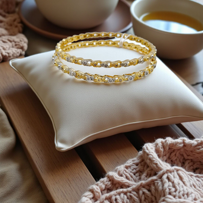 Radiance Bangles – Intricate Floral CZ Design