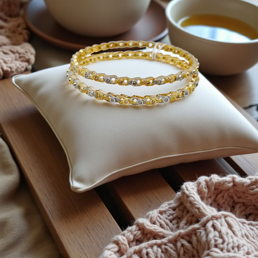 Radiance Bangles – Intricate Floral CZ Design