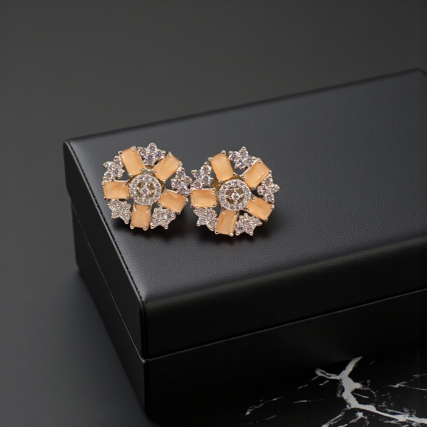 Elegant Champagne Petal Stud Earrings