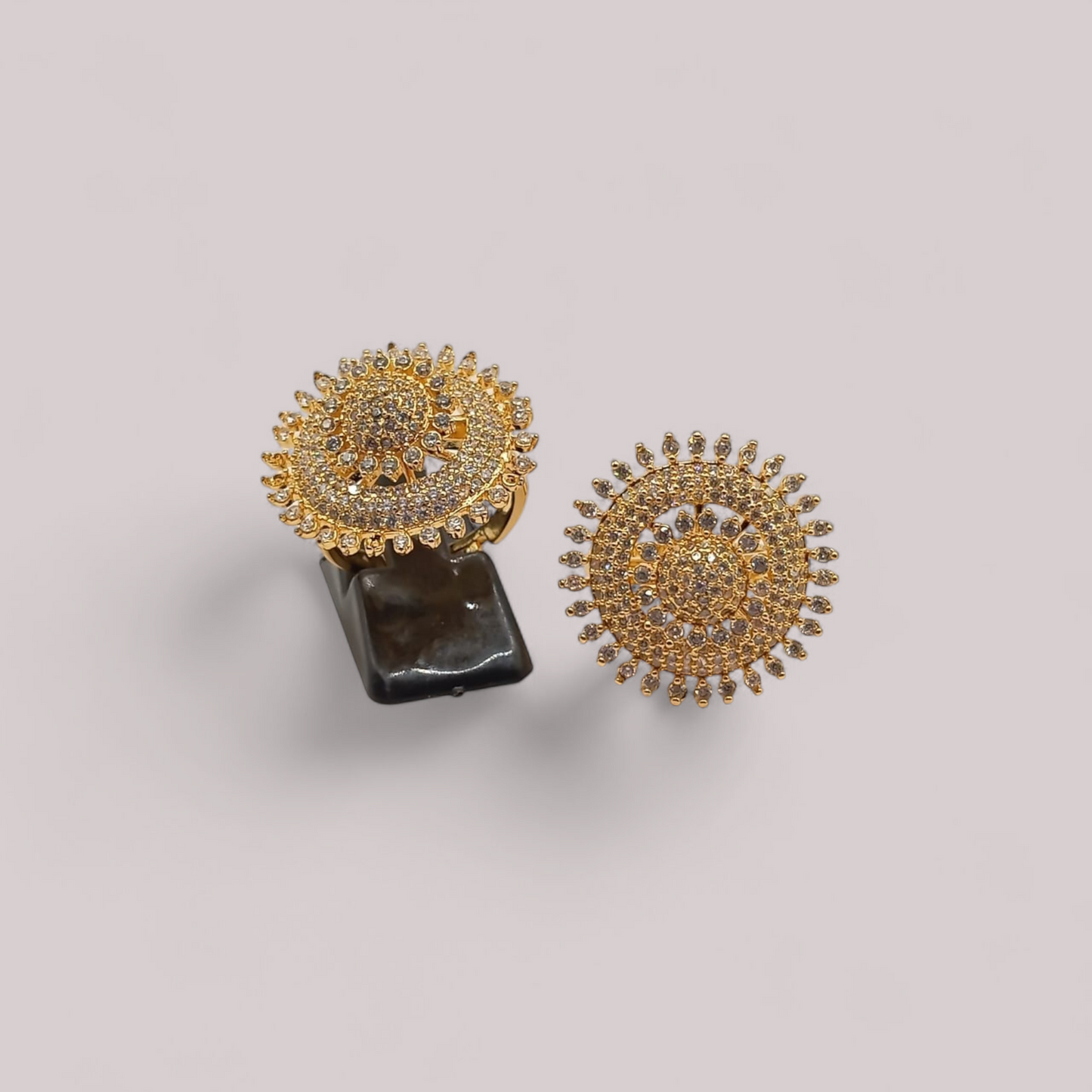 Golden Sunburst Statement Ring