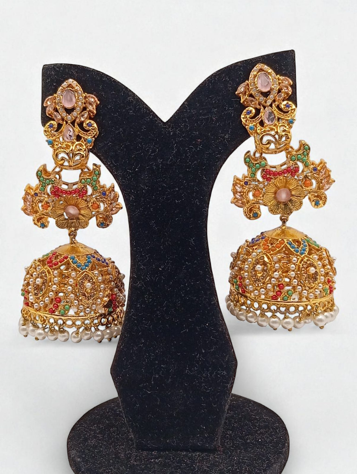 Traditional Multicolor Kundan Jhumka Earrings