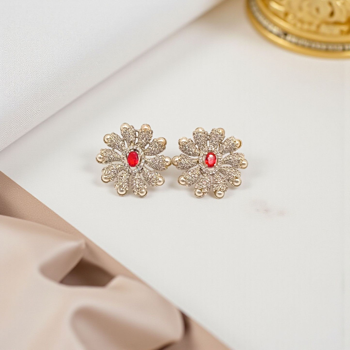 Floral Diamond Stud Earrings