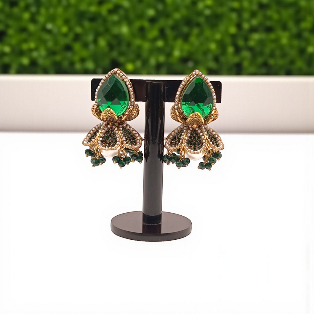 Royal Statement long Chandelier with Pearl and Bead Detailing