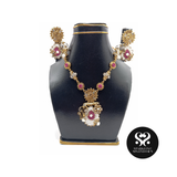 Florence Royale Necklace Set – Floral Elegance in Gold & Ruby