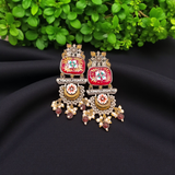 Hand-Painted Meenakari Dangler Chandelier with Antique Finish