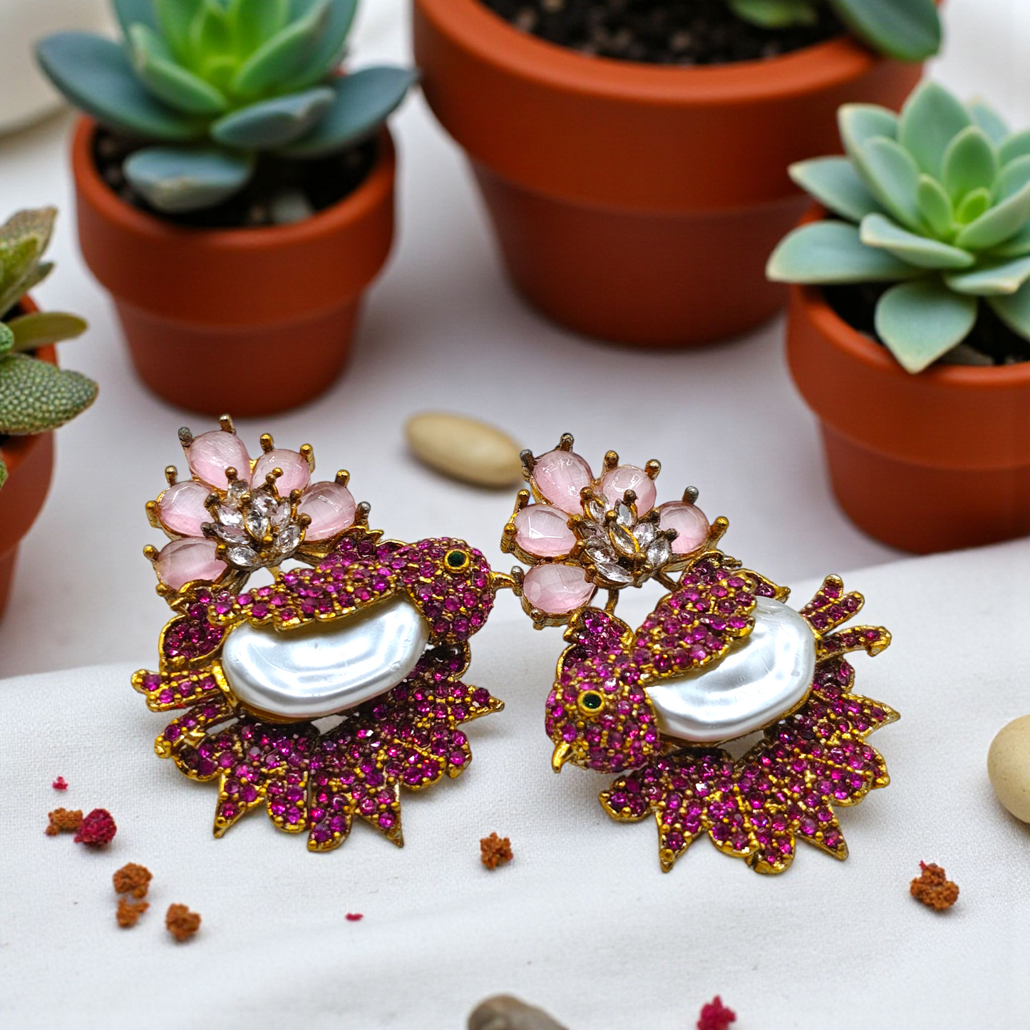 Luxury Statement Pearl & Stone Earrings – Vintage Royal Collection(4 design)