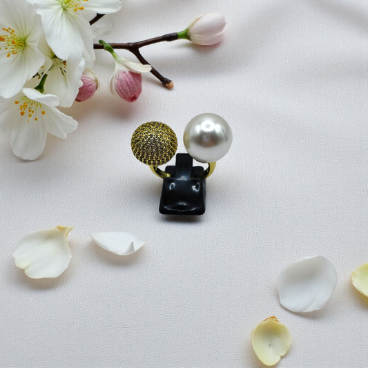 Elegant Pearl & Sparkle Dome Ring