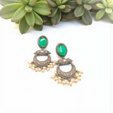 Antique Stone Chandelier Oxidize Hoop