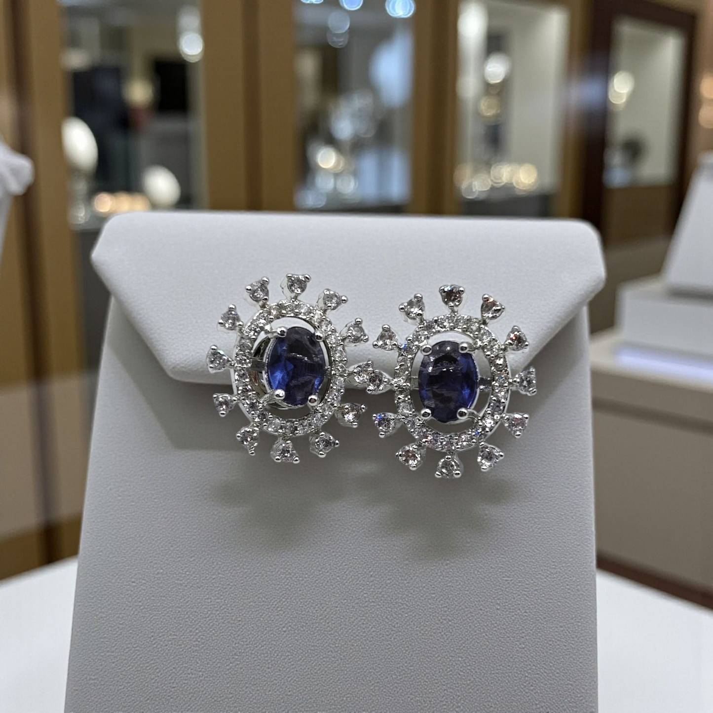 Moonstone Halo Spark Stud Earrings