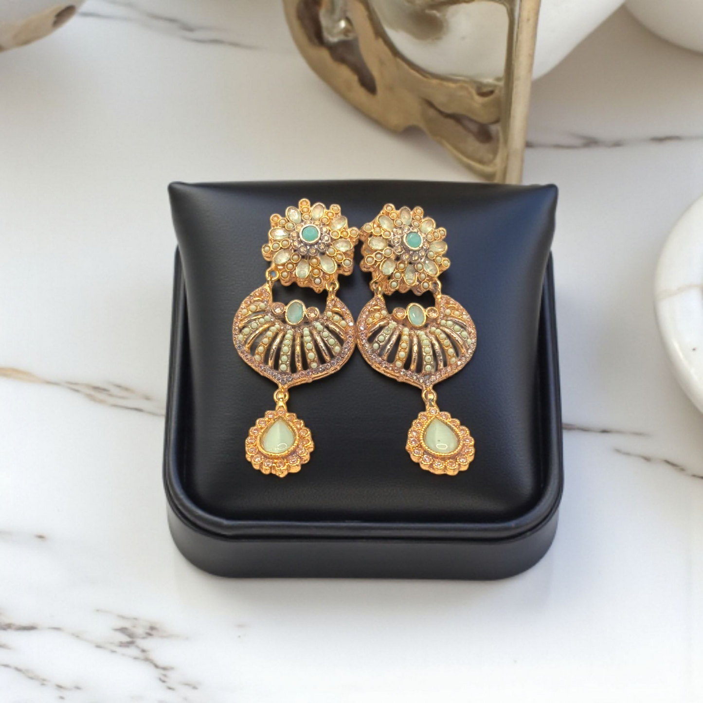 Floral Drop Kundan Earrings