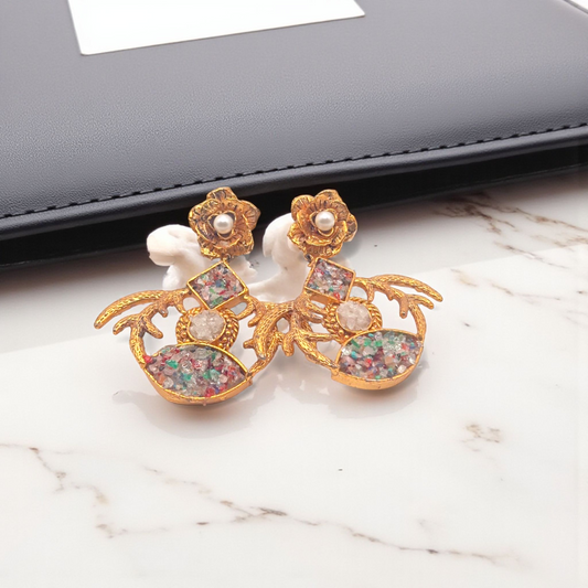 Pearl Bloom Stone Earrings