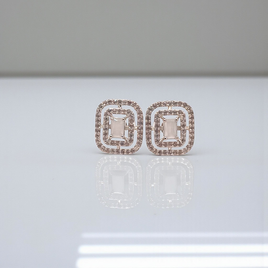 Geometric Double Halo Stud Earrings