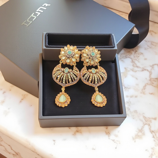 Floral Drop Kundan Earrings