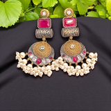 Floral Gemstone Statement long Chandelier