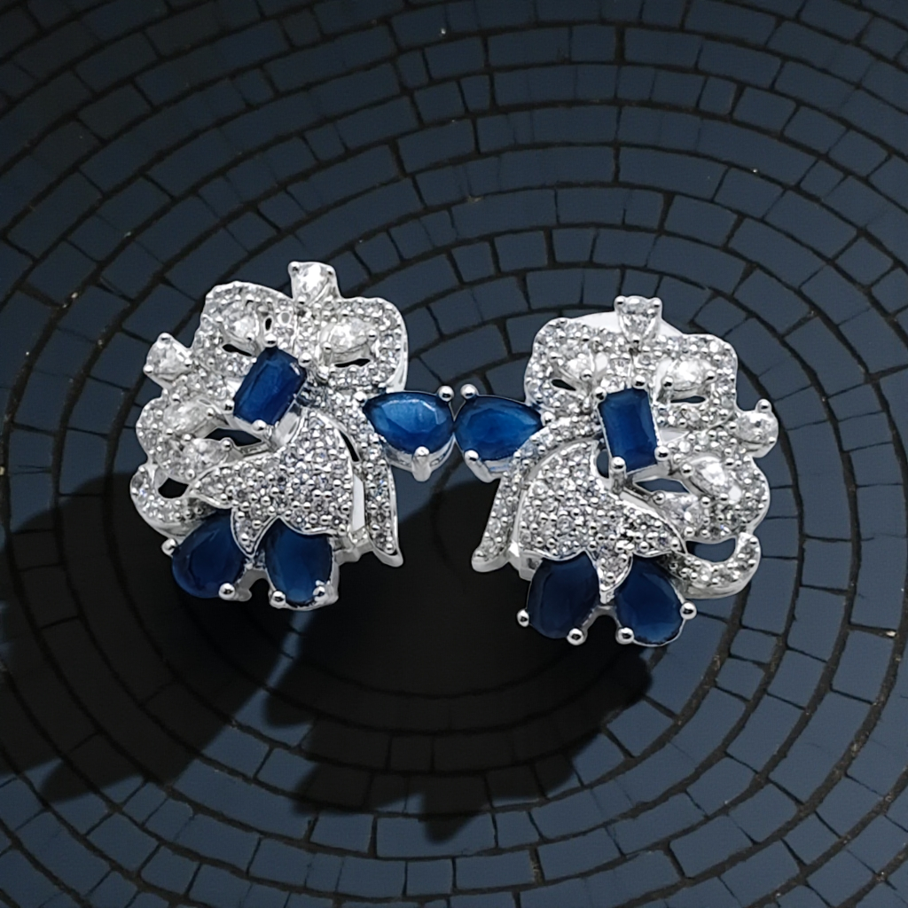 Crystal Floral Statement Stud Earrings Gold & Silver Plated Multicolor Collection