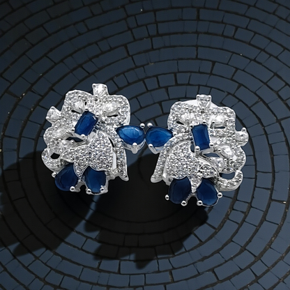 Crystal Floral Stud Earrings Multicolour