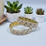 "Royal Filigree Bangles – Antique Gold with Crystal Embellishments"