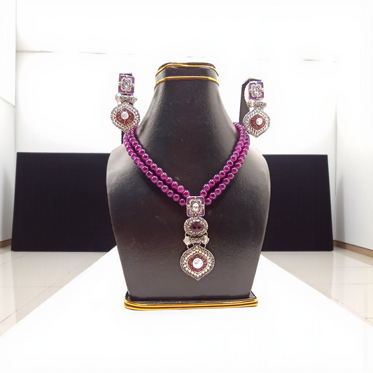 Amethyst Shine Beaded Mala– Silver & Violet Sophistication