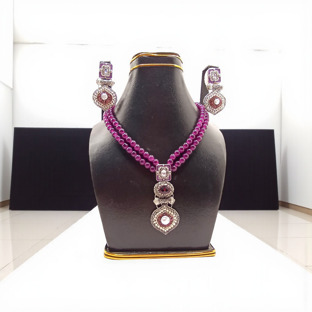 Amethyst Shine Beaded Mala– Silver & Violet Sophistication