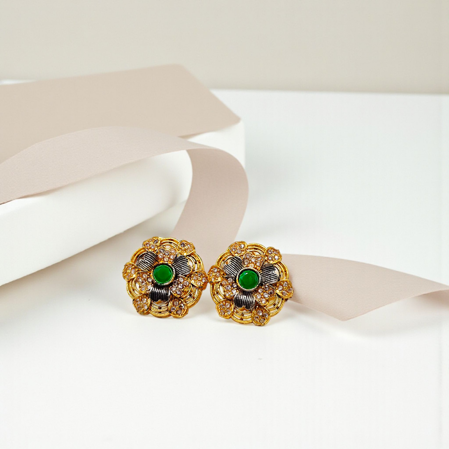 Golden Dome Stud Earrings