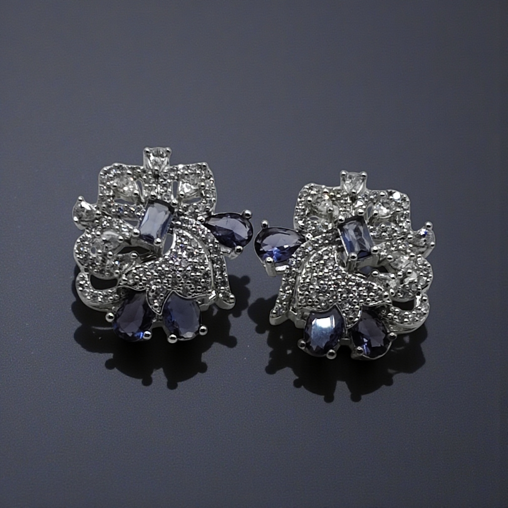 Crystal Floral Statement Stud Earrings Gold & Silver Plated Multicolor Collection