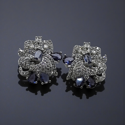 Crystal Floral Stud Earrings Multicolour