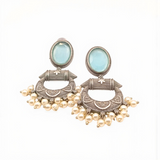 Antique Stone Chandelier Oxidize Hoop