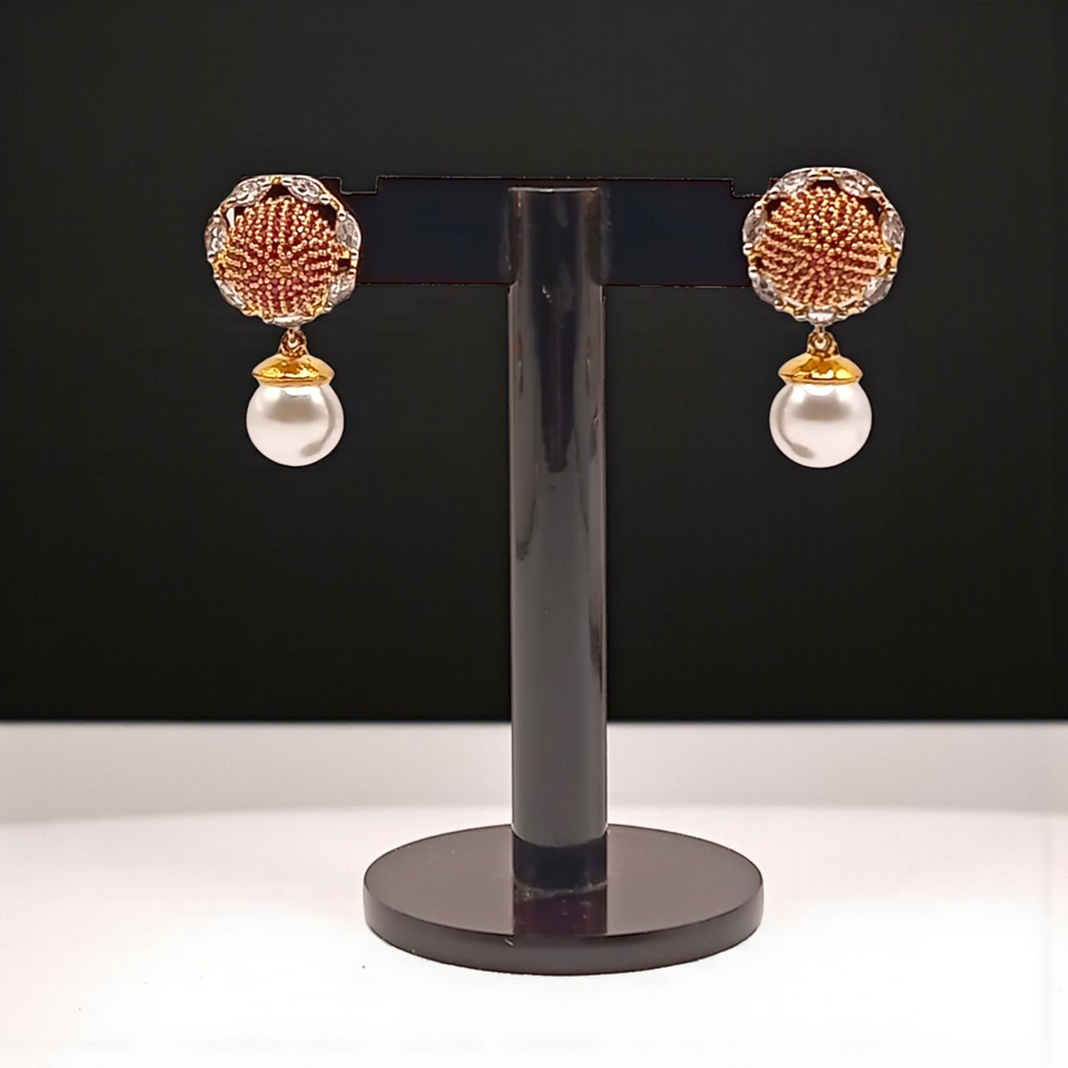 Classic Beaded Dome Studs with Pearl Drop