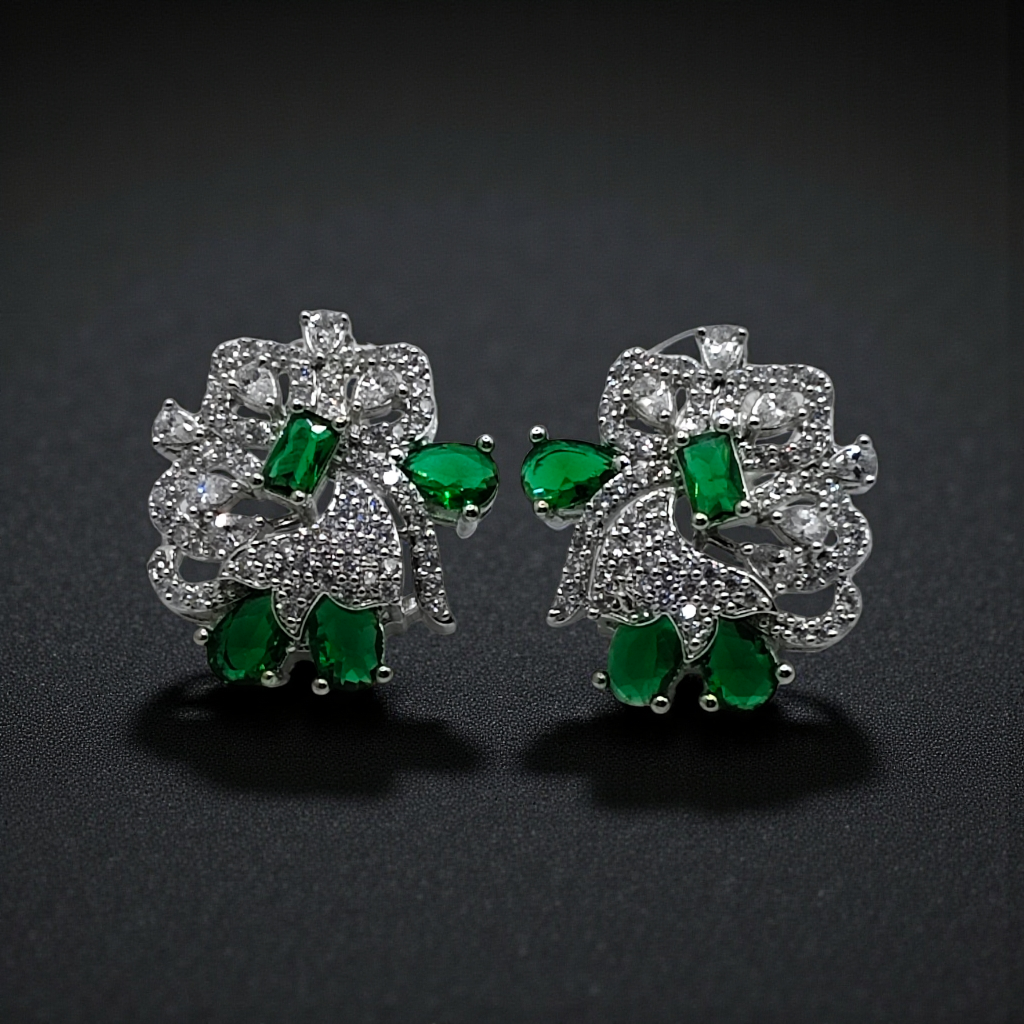 Crystal Floral Statement Stud Earrings Gold & Silver Plated Multicolor Collection