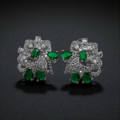Crystal Floral Stud Earrings Multicolour