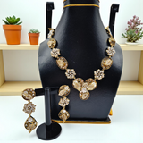 Golden Floral Mala Set – Pearl & Crystal Design