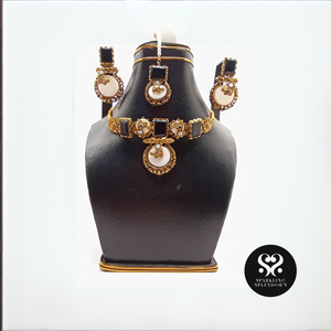 Regal Noor Crescent Party Wear – Black & Ivory Moonlit Elegance