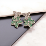 Floral Studs with White Stone Accents