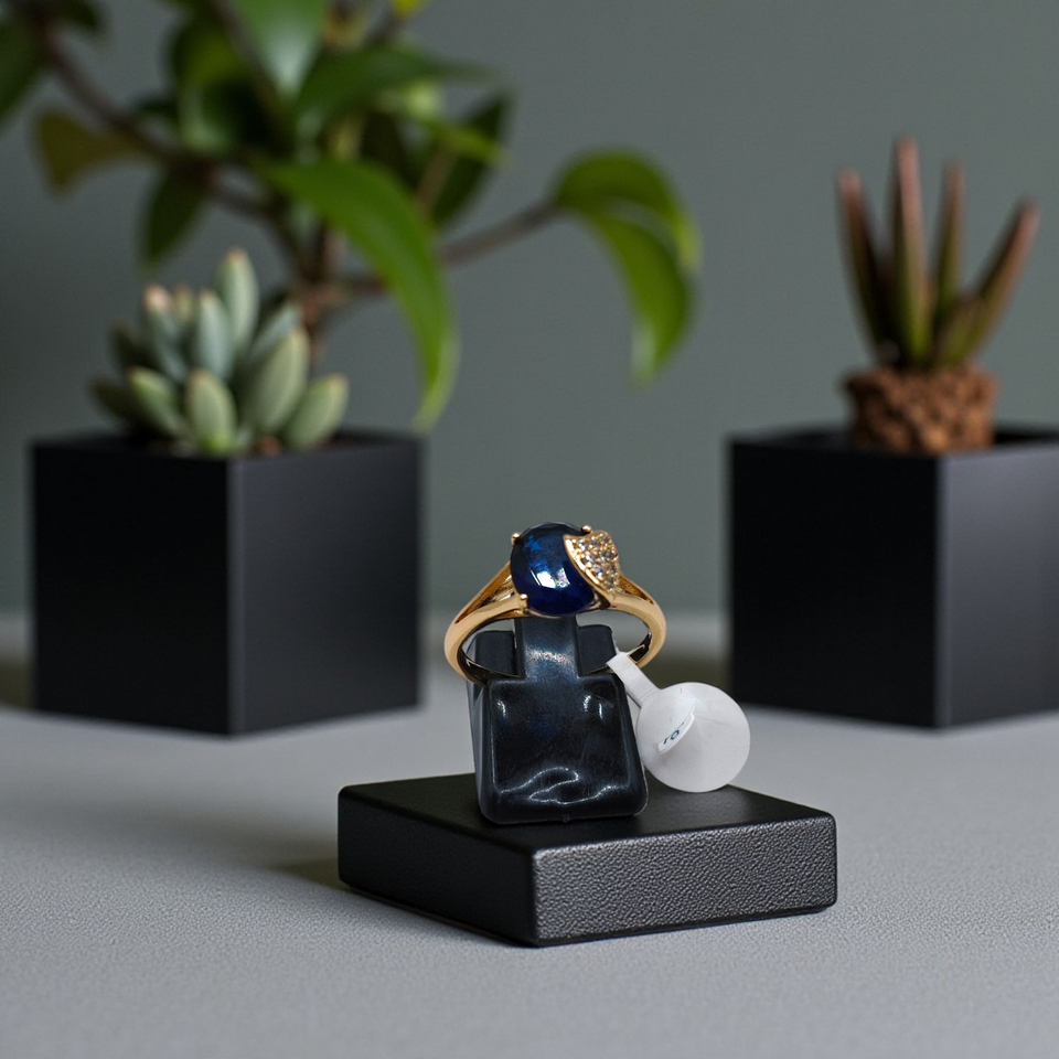Geometric Elegance Gemstone Ring