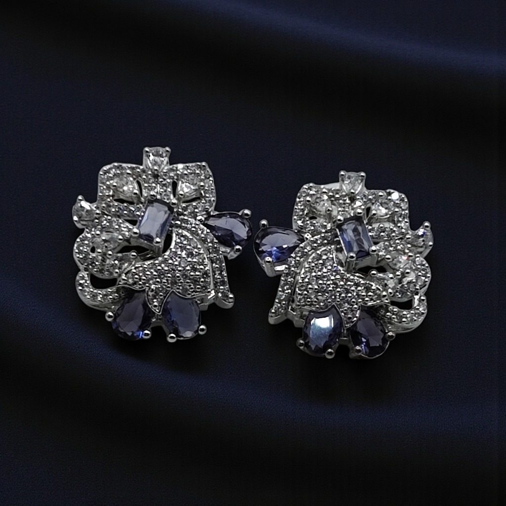 Crystal Floral Statement Stud Earrings Gold & Silver Plated Multicolor Collection