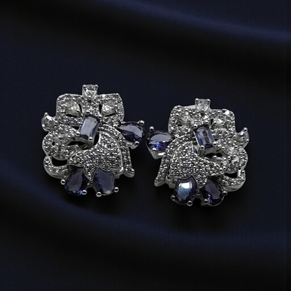 Crystal Floral Stud Earrings Multicolour