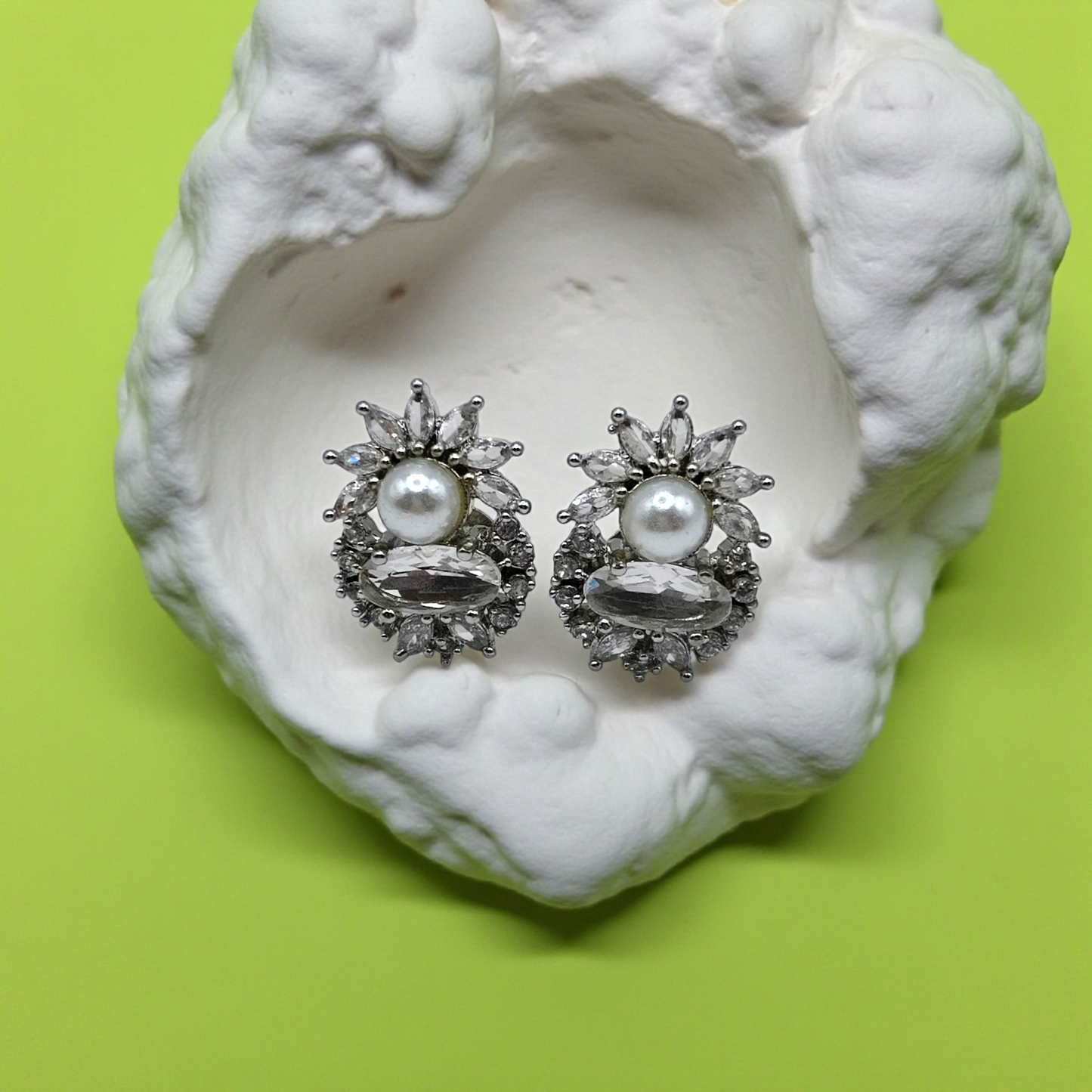 Elegant Sapphire & Pearl Bloom Studs
