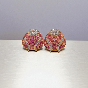 Radiant Teardrop Studs with Pink Pave and Crystal Accent