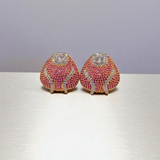 Radiant Teardrop Studs with Pink Pave and Crystal Accent