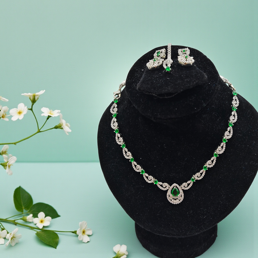 Emerald Green Crystal Necklace Set