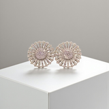Elegant Sunburst Studs with Pave Stones
