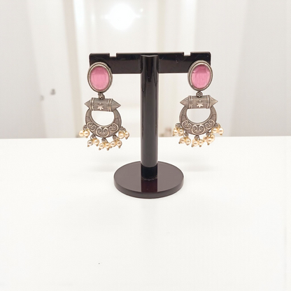 Antique Stone Chandelier Oxidize Hoop