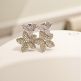 Floral Studs with White Stone Accents
