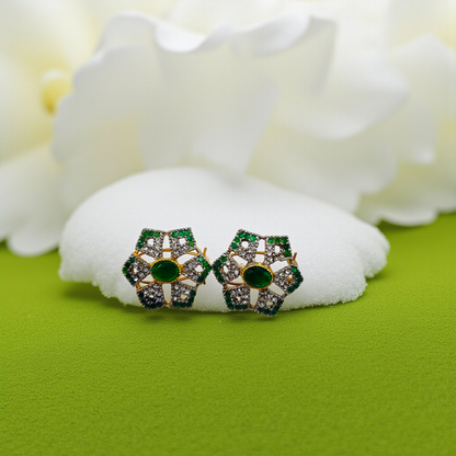 Red and Green Crystal Stud Earrings