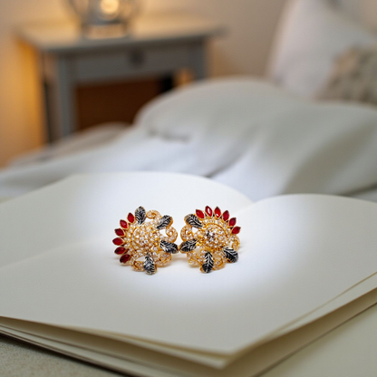 Gold Bloom Sparkle Studs