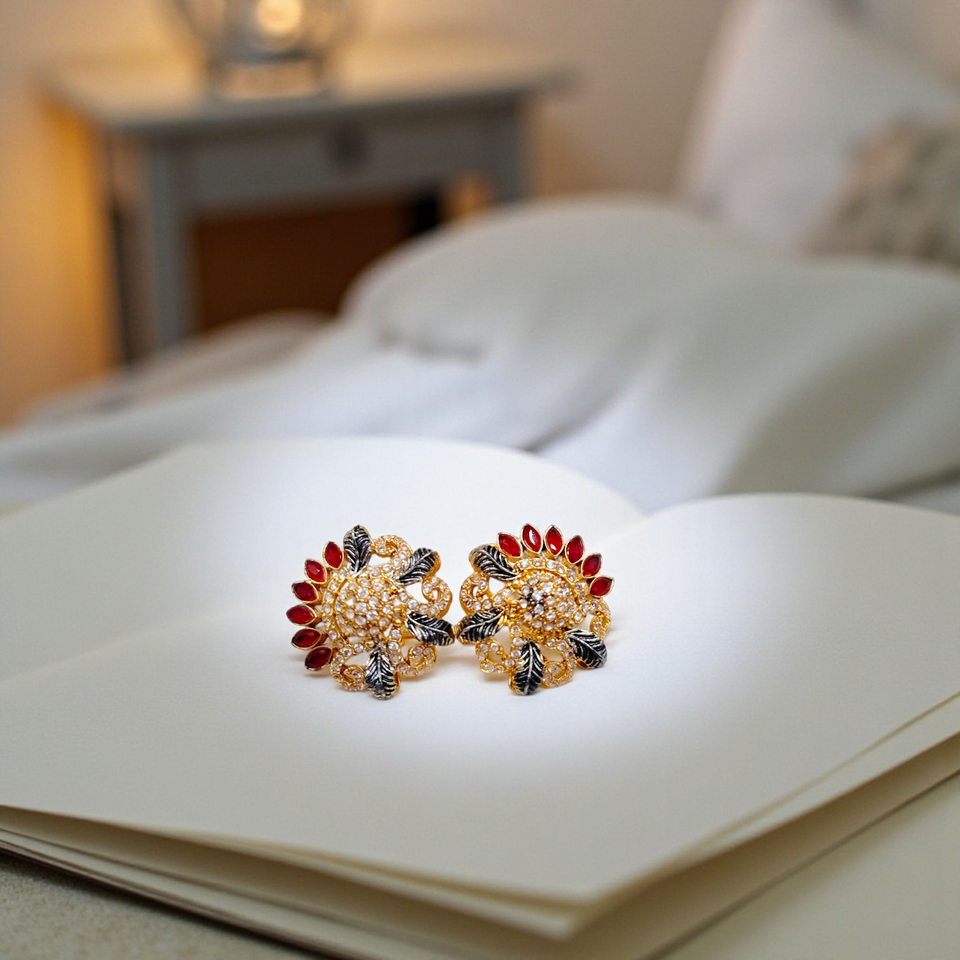 Gold Bloom Sparkle Studs