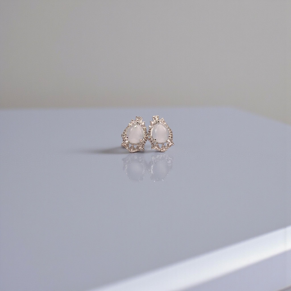 Moonlight Teardrop Halo Studs